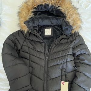 Girls fur trimmed puffer jacket
